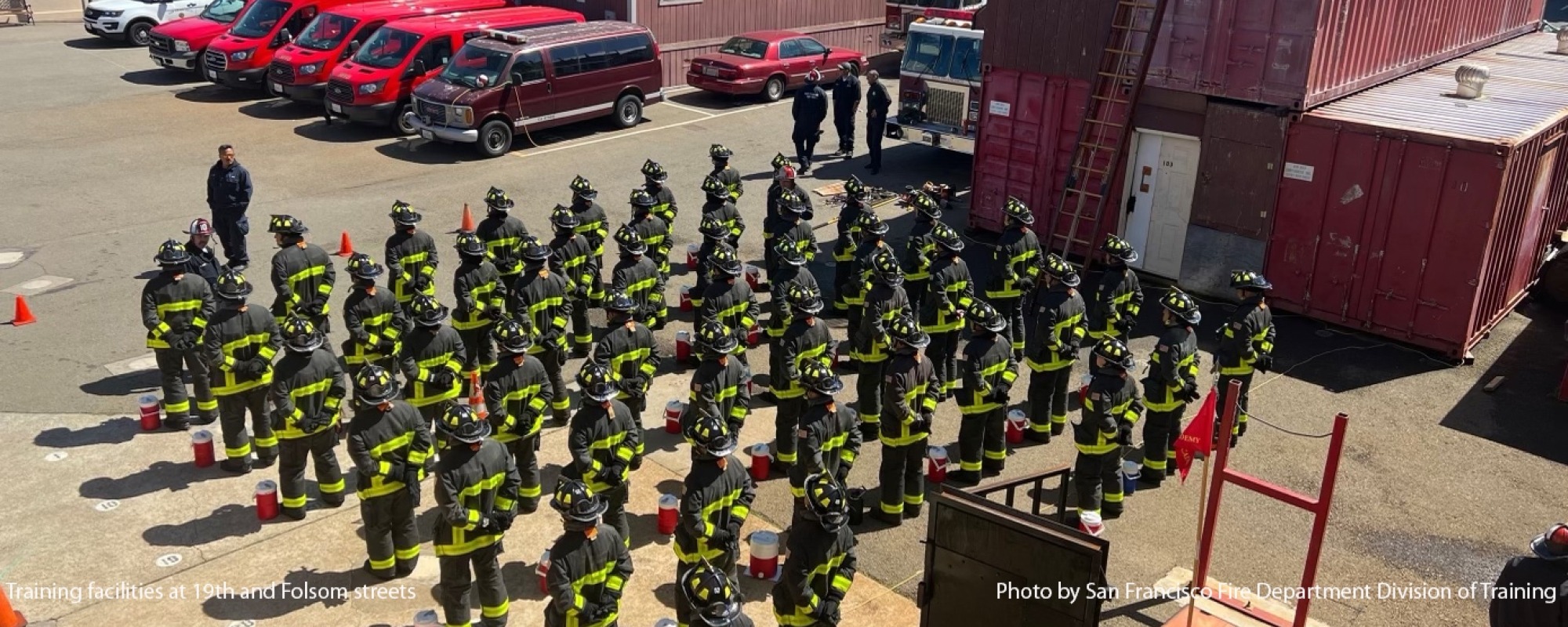 Firefighters at the training facilities at 19th and Folsom streets.
